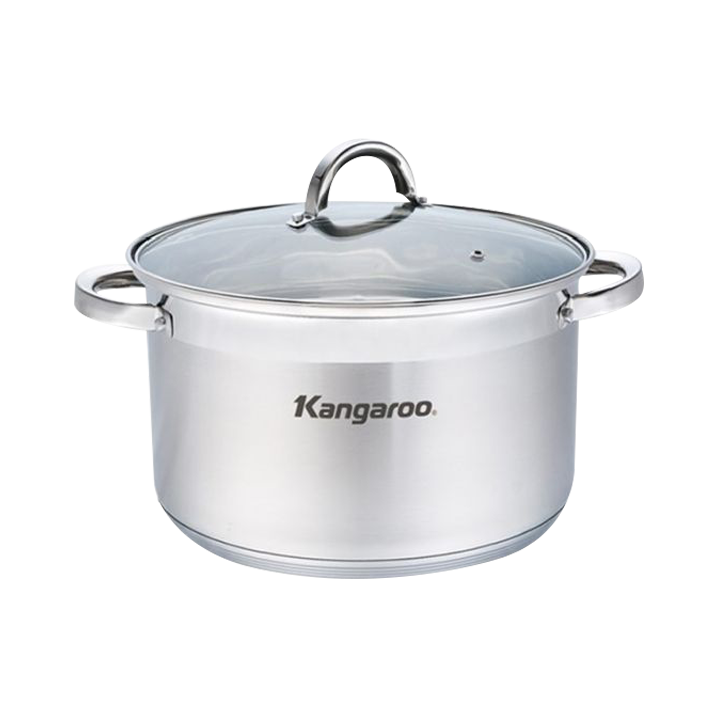 Nồi inox KANGAROO KG122, 30 cm, đáy từ, vung kính