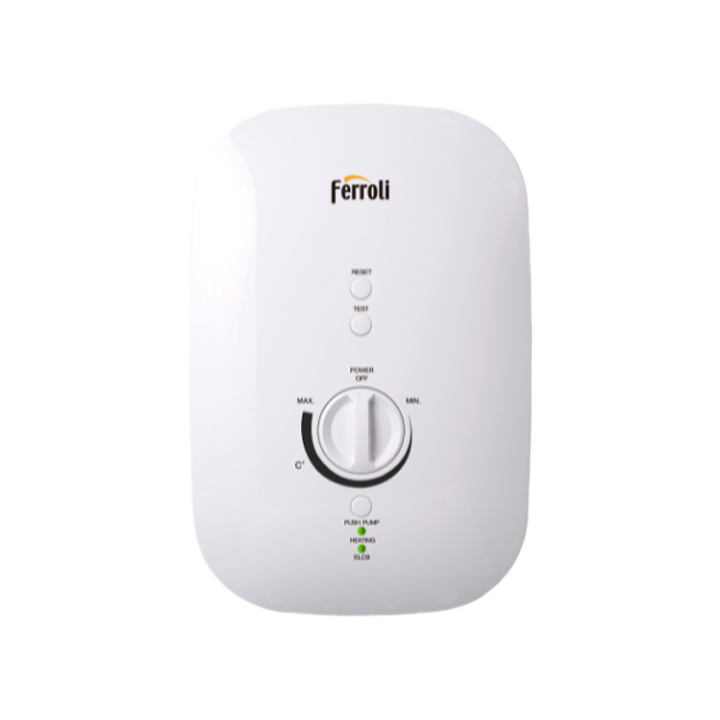 Máy nước nóng trực tiếp Ferroli Slim Divo SSP 4.500W, có bơm trực lực tăng áp